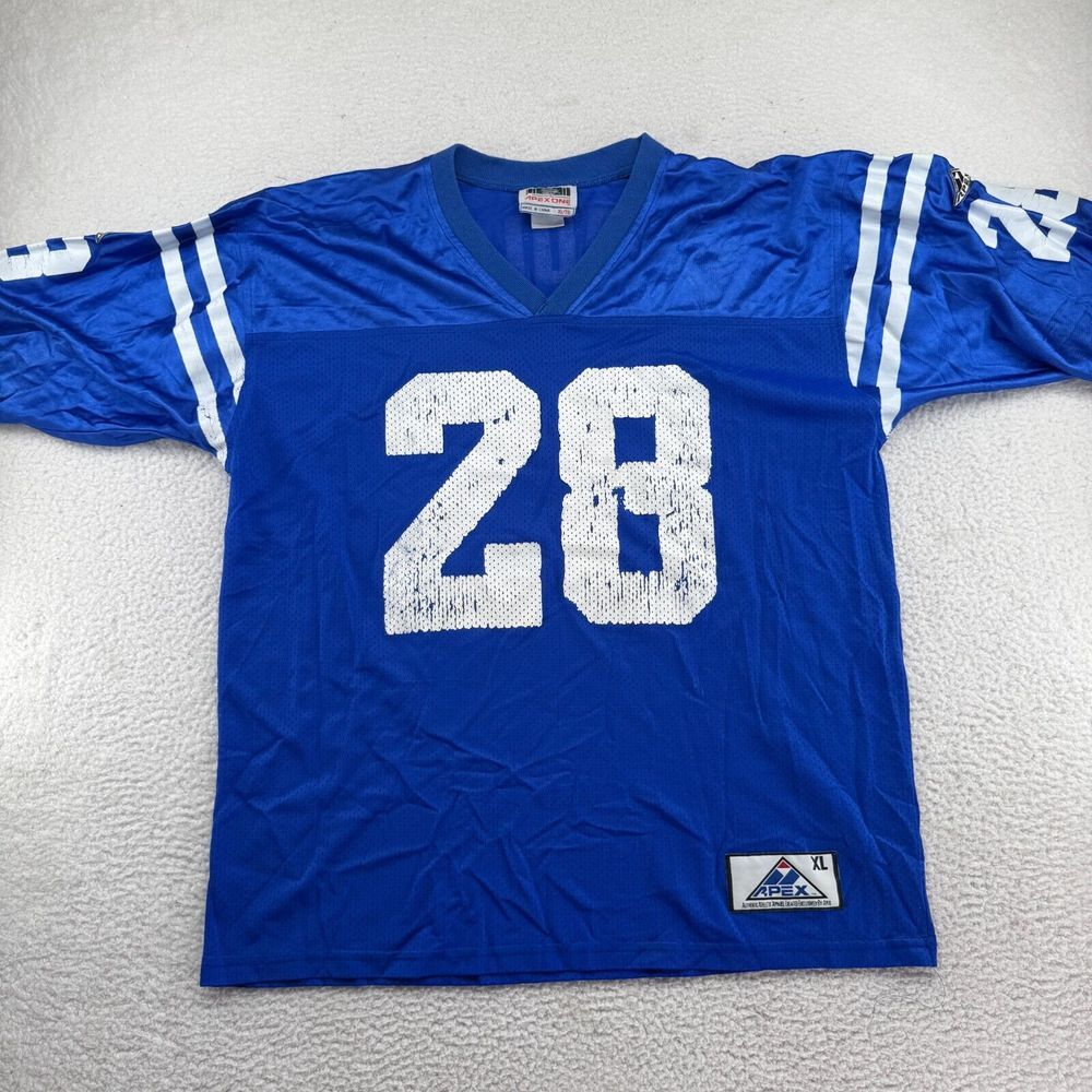 Vintage Apex One Indianapolis Colts Marshall Faulk #28 Jersey Mens XL Blue NFL